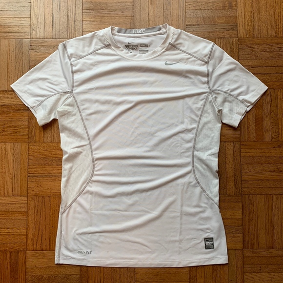Nike Other - NIKE Pro Combat Fitted Dri Fit White Shirt, M
